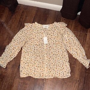ba&sh Kids Floral Blouse in Cream and Yellow